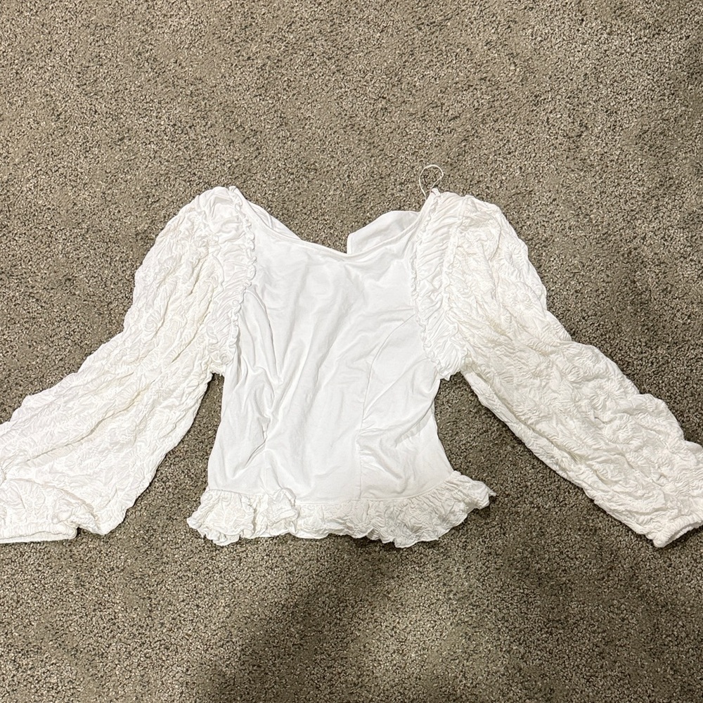 NWT Free People Olivia white ruffle fitted top sz L
